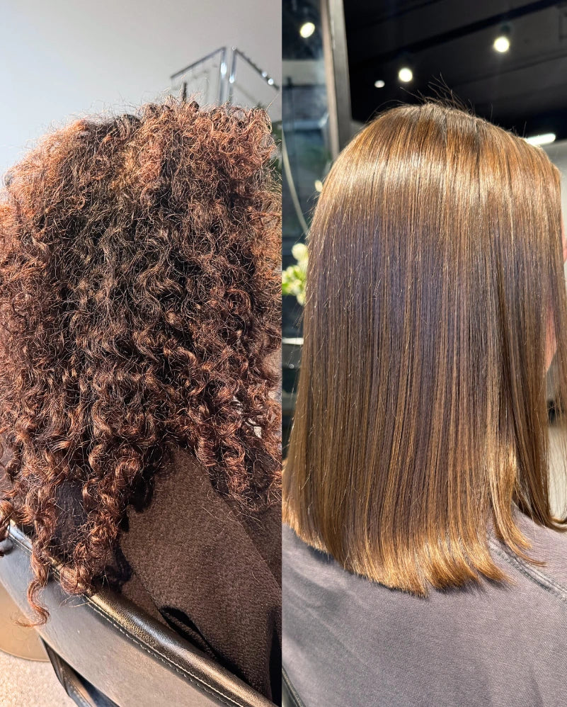 Real client: coily hair before and after straightening