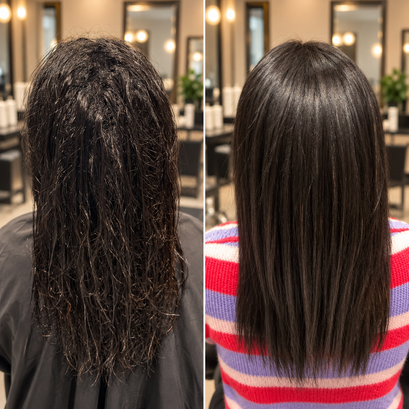 Illustration of smooth hair after Express Smoothing