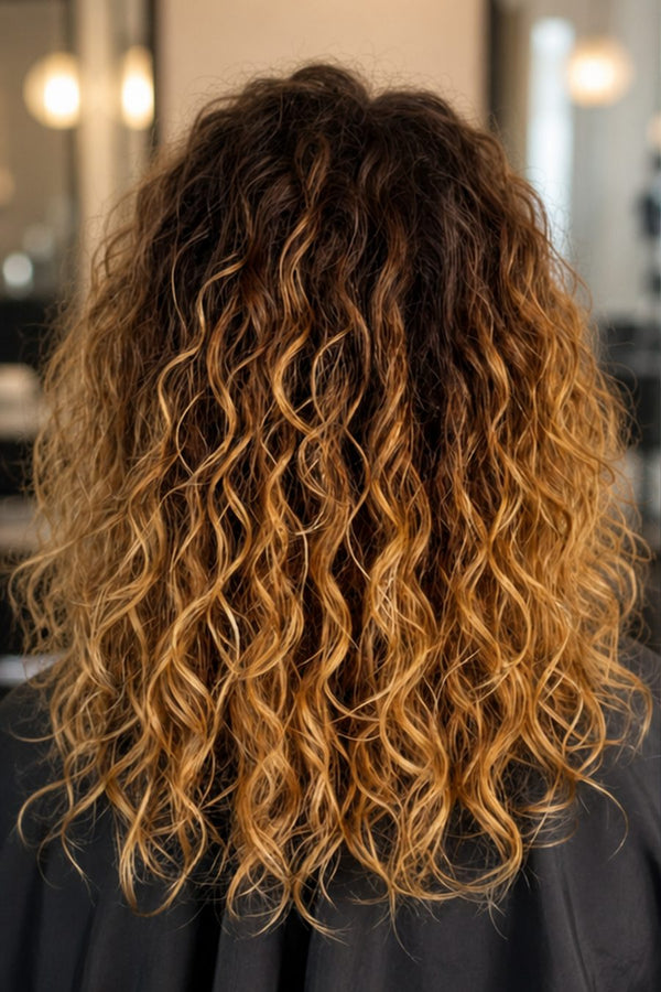Curly to straight, before