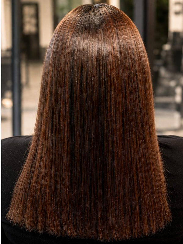 Coily to straight, after