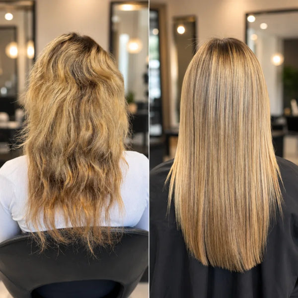 Real client: bleached hair before and after