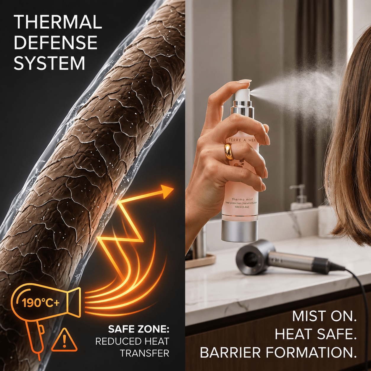 Thermo Hair Mist (Heat Protector) 100ml - Keratin &amp; Nanoplasty SAFE - Terreamer
